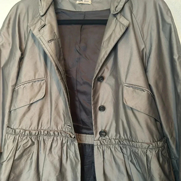 Miu Miu Made in Italy Women’s Slate Gray Windbreaker Jacket size 40 - Picture 7 of 16